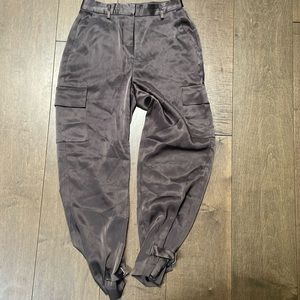 Beautiful Satin cargo pants with belt at the bottom